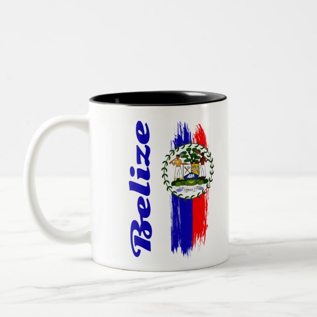Belize Flagga Två-Tonad Mugg (Vänster)