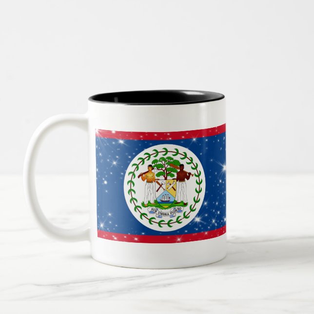 Belize Flagga Två-Tonad Mugg (Vänster)