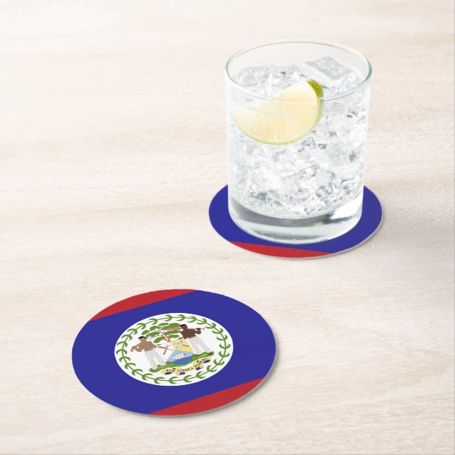 Belize flagga underlägg papper rund (Insitu)