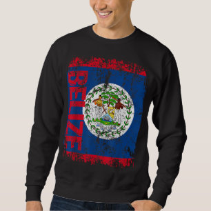 BELIZE Flagga Vintage Distress BELIZE Lång Ärmad Tröja