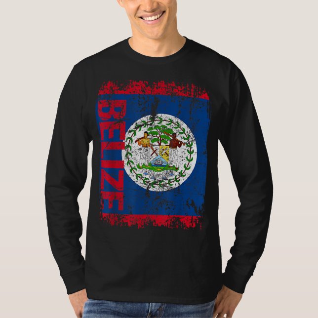 BELIZE Flagga Vintage Distress BELIZE T Shirt (Framsida)