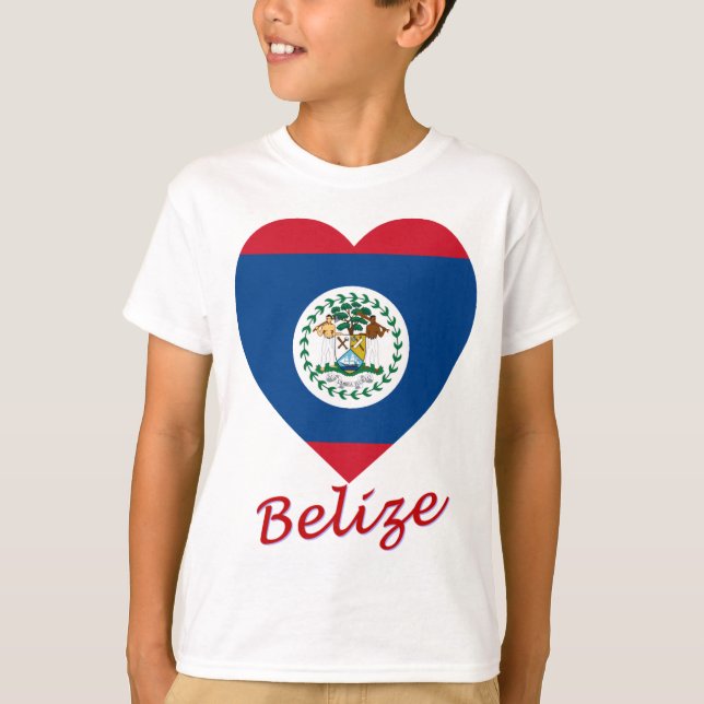 Belize flaggahjärta tee (Framsida)