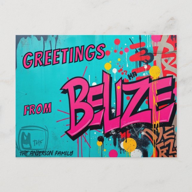 Belize graffiti stil hälsning vykort (Framsida)