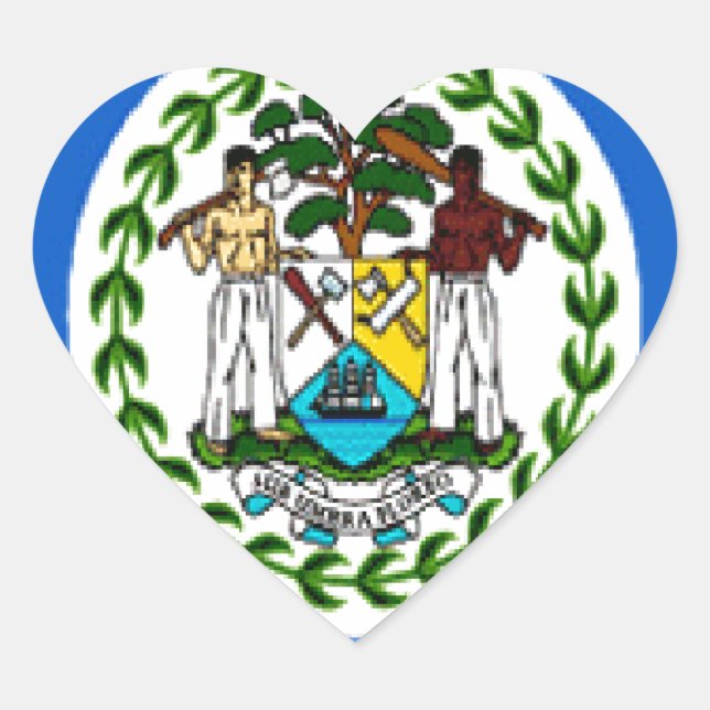 Belize Hjärtformat Klistermärke (Framsida)