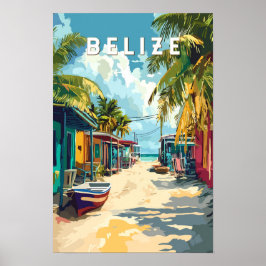 Belize Illustration Resa Konst Vintage Poster