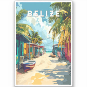 Belize Illustration Travel Art Vintage Klistermärken