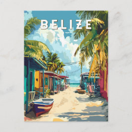 Belize Illustration Travel Art Vintage Vykort