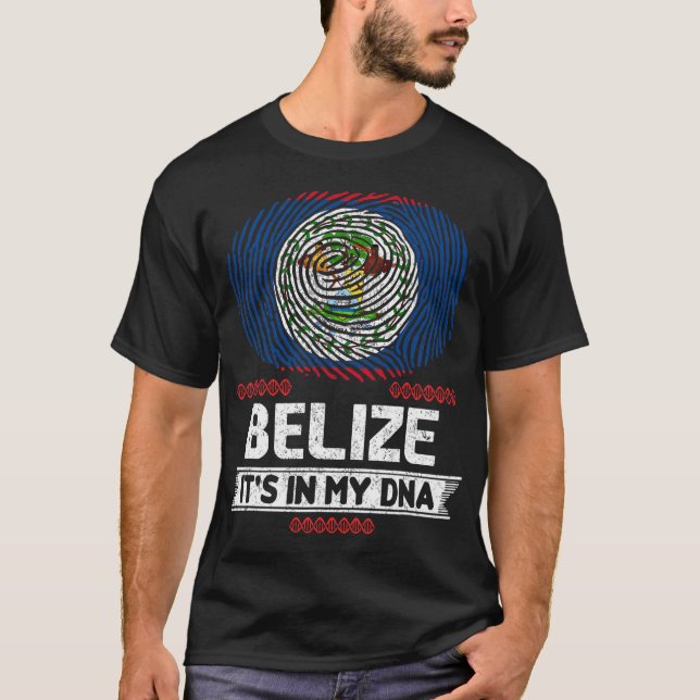 Belize IT_s IN MY DNA Belize Flagga T-Shirt (Framsida)