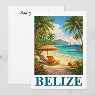 Belize Karibien Tropisk Vintage Resa Kort
