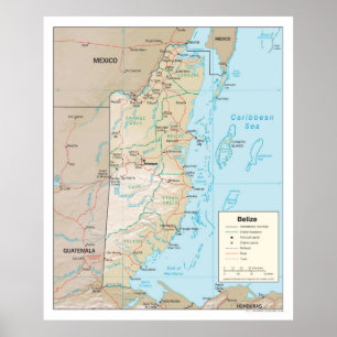 Belize Karta (2003) Centralamerika Land Poster