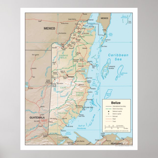 Belize Karta (2003) Centralamerika Land Poster (Framsidan)