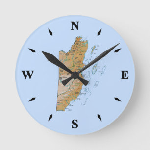 Belize Karta Clock Rund Klocka