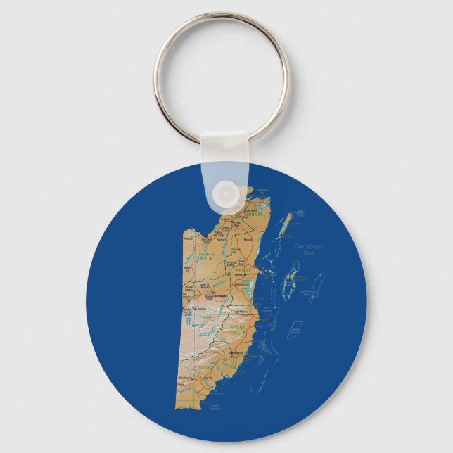 Belize Karta Keychain Nyckelring (Framsida)