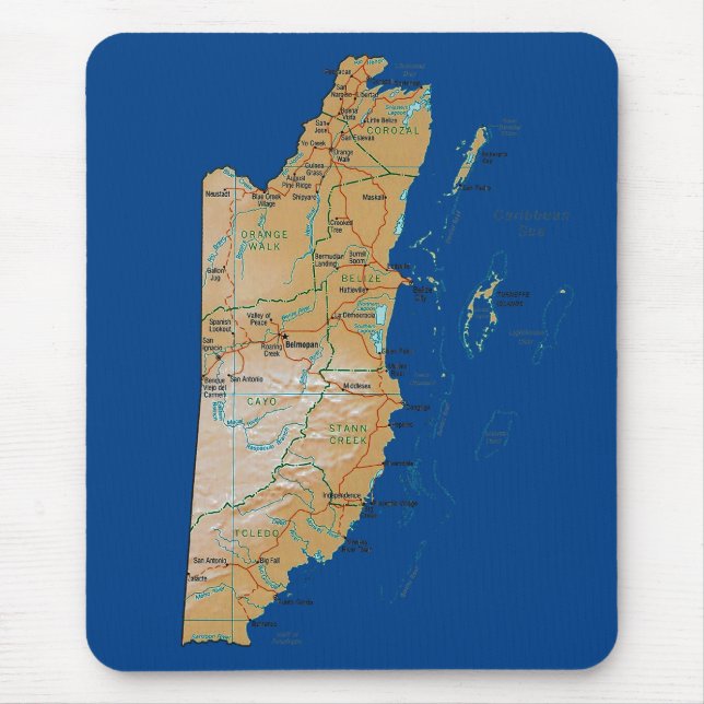 Belize Karta Mousepad Musmatta (Framsidan)