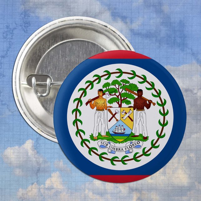 Belize, knapp, patriotisk Belizean Flagga mode Knapp (Skapare uppladdad)