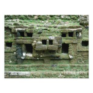 Belize Lamanai Mayan Ruins Jaguar Mask Travel Fototryck