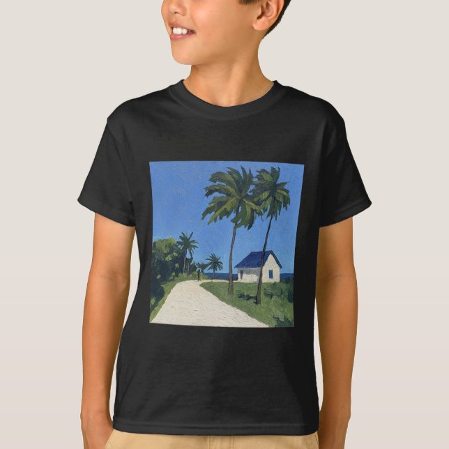 Belize Ligcape Post-impressionist Painting Stil T Shirt (Framsida)
