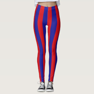 Belize National Flagga Färg Lodrät Stripe Leggings