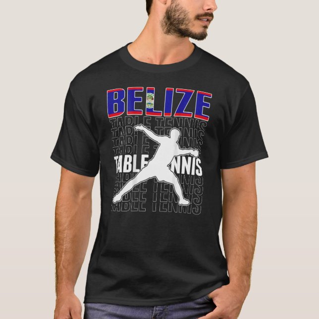 Belize Ping Pong Belizean Bord Tennis Team Suppo T Shirt (Framsida)