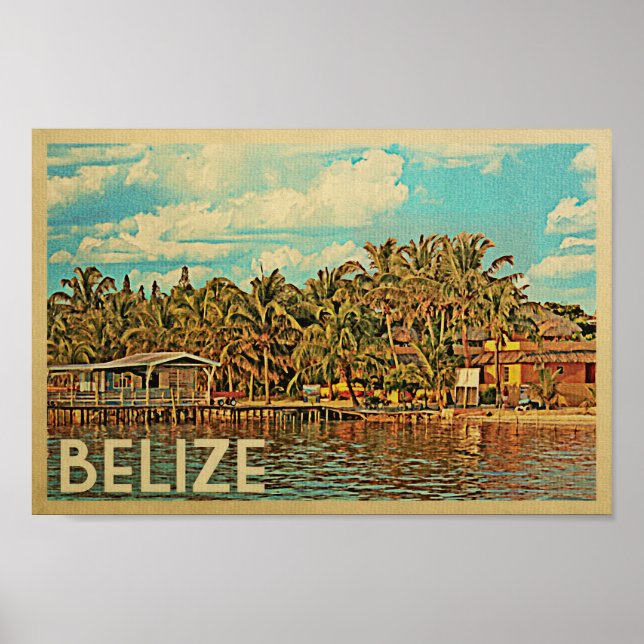 Belize Poster Vintage resor Poster Karibien (Framsidan)