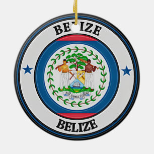 Belize Round Emblem Julgransprydnad Keramik