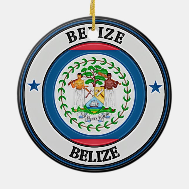 Belize Round Emblem Julgransprydnad Keramik (Baksidan)
