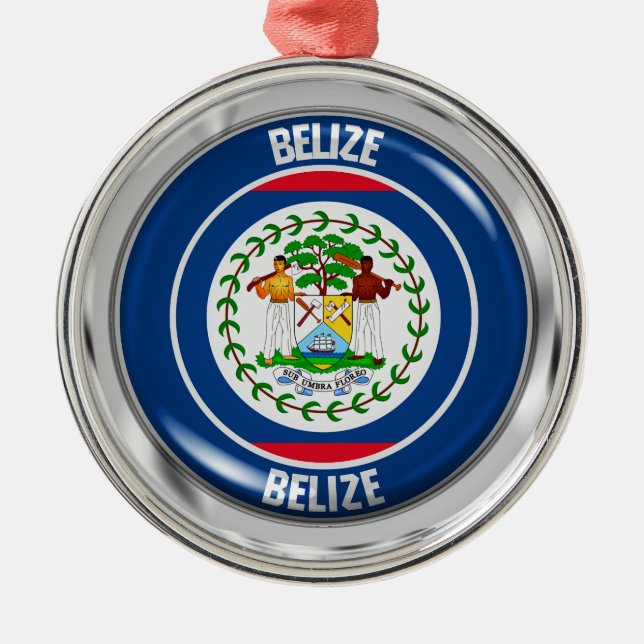 Belize Round Emblem Julgransprydnad Metall (Framsidan)