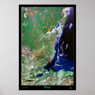 Belize satellit poster fototryck karta