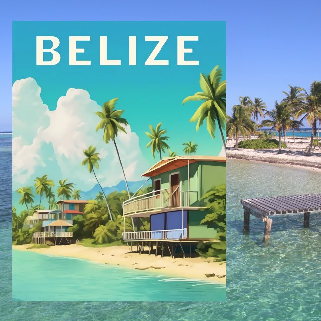 Belize Strandhus Resa  Vykort (Belize Beach House Travel Postcard)