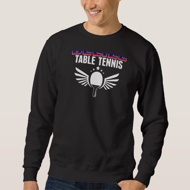 Belize Table Tennis   Support Belizean Ping Pong T Lång Ärmad Tröja (Framsida)
