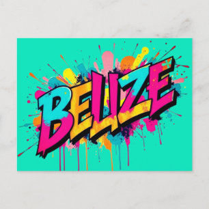Belize teal graffiti stil hälsning vykort