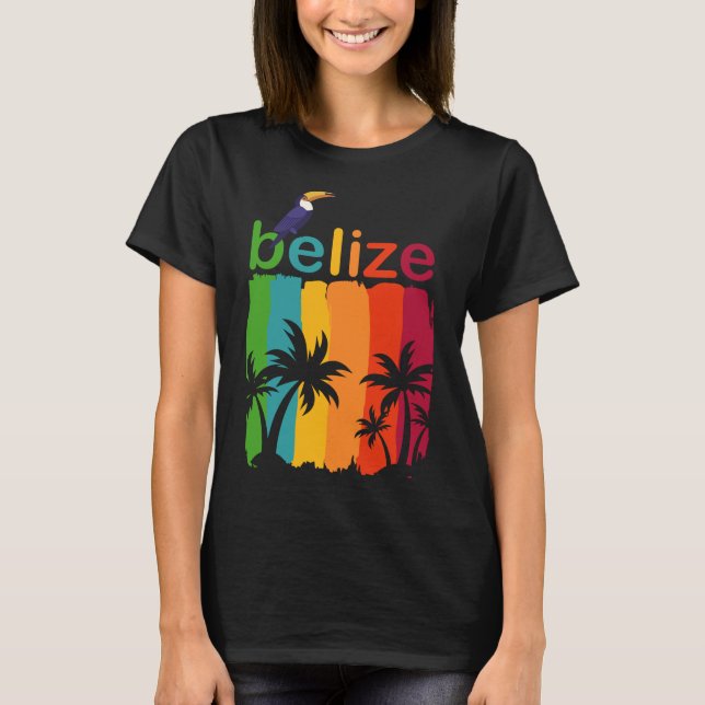 Belize Travel Poster T-Shrit, Travel Cruise Retro  T Shirt (Framsida)
