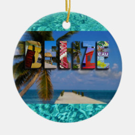 Belize Tropical Beach Blue Ocean jul Julgransprydnad Keramik