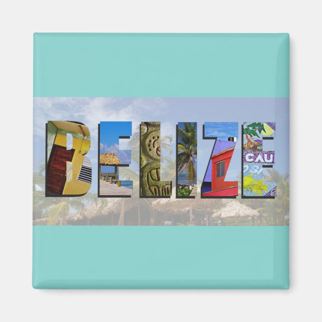 Belize Tropical Beach Blue Ocean Travel Foton Magnet (Framsidan)