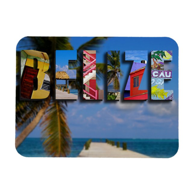 Belize Tropical Beach Blue Ocean Travel Photo Magnet (Horisontell)