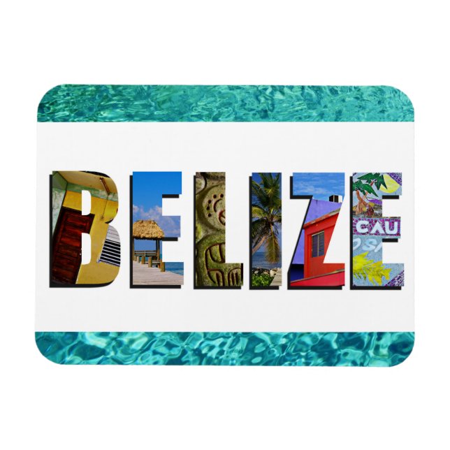 Belize Tropical Beach Blue Ocean Travel Photo Magnet (Horisontell)