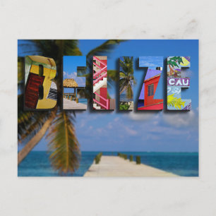 Belize Tropical Beach Blue Ocean Travel Photo Vykort