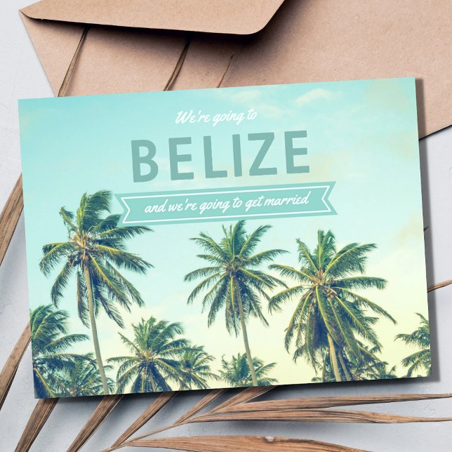 Belize Tropical Beach Wedding Sparat datumet Meddelande Vykort (Belize Tropical Beach Wedding Save the Date Postcard)