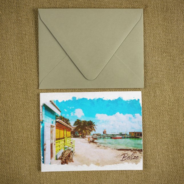 Belize Tropical Paradise Travel Vykort (belize tropical beach postcard)