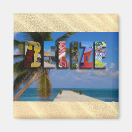 Belize Tropical Sand Beach Blue Ocean Travel Photo Magnet