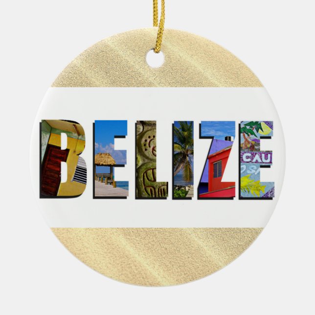 Belize Tropisk Sandstrand Resebilder Jul Julgransprydnad Keramik (Framsidan)