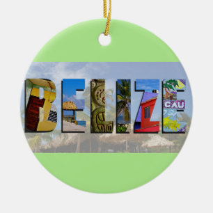 Belize Tropiska Beach Blue Ocean Travel Foton Julgransprydnad Keramik