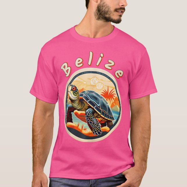 Belize Turtle Matching Vacation Diving Barrier T Shirt (Framsida)