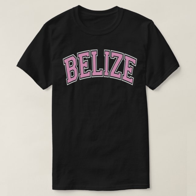 Belize Varsity Style Pink Tet Pullover  T Shirt (Design framsida)