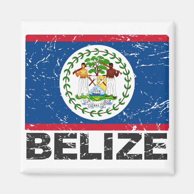 Belize Vintage Flagga Magnet (Framsidan)