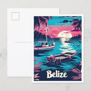 Belize Vintage resor Illustration Vykort