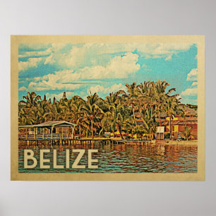 Belize vintage resor poster