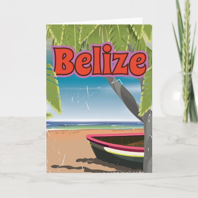 Belize vintage-semester poster helgkort (Framsida)