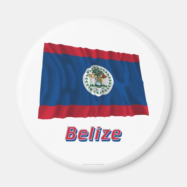 Belize Wave Flagga med Namn Magnet (Framsidan)