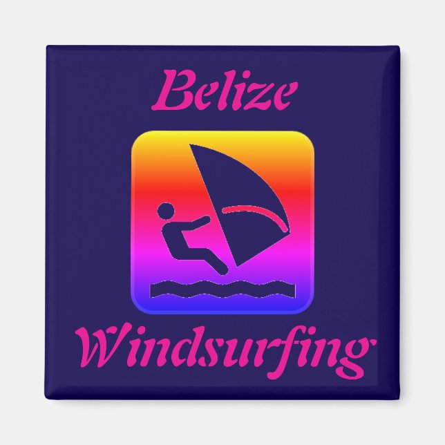 Belize Windsurfing Rainbow (Long Caye) Magnet (Framsidan)